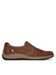 Rieker Półbuty 05286-24 Brązowy. Brązowe eleganckie półbuty Rieker, bez wzorów, z nubiku, bez obcasa, bez zapięcia. Za 349.99 zł.