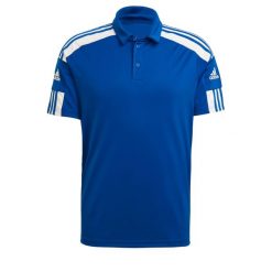Koszulka polo do piłki nożnej męska Adidas Squadra 21 Polo z krótkim rękawem. Białe koszulki polo Adidas, m, bez wzorów, bez kołnierzyka, bez ramiączek. W wyprzedaży za 89.00 zł.