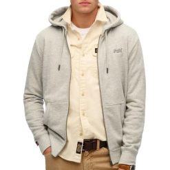 Bluza z kapturem i zamkiem błyskawicznym Superdry Logo Essential. Szare bluzy z kapturem Superdry, m, bez wzorów, z kapturem. Za 339.45 zł.