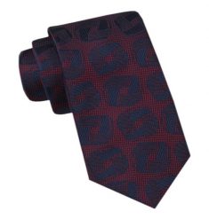 Modny Męski Krawat - Alties - Bordowy w Duży Granatowy Wzór. Czerwone krawaty i muchy Alties, bez wzorów, z tkaniny. Za 49.00 zł.