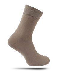 Skarpetki Męskie, Jednokolorowe, Bezuciskowe, BAWEŁNA - NADIR - Beżowe. Brązowe skarpety Nadir, bez wzorów, z bawełny. Za 14.90 zł.