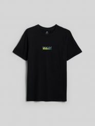 4F T-shirt regular z nadrukiem męski - czarny L. Czarne t-shirty 4F, bez wzorów, z bawełny, bez ramiączek, trekkingowe. Za 89.99 zł.
