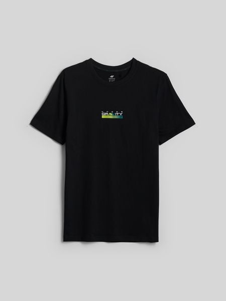 4F T-shirt regular z nadrukiem męski - czarny L. Czarne t-shirty 4F, bez wzorów, z bawełny, bez ramiączek, trekkingowe. Za 89.99 zł.