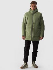 4F Parka przejściowa membrana 8000 męska - khaki L. Brązowe kurtki przeciwdeszczowe 4F, na zimę, l, bez wzorów, z dzianiny, z kapturem. W wyprzedaży za 249.99 zł.