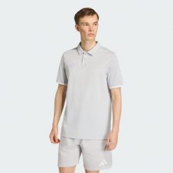 Koszulka męska adidas Entrada 26 Polo. Szare koszulki polo Adidas, m, bez wzorów, z poliesteru, bez kołnierzyka, bez ramiączek, do piłki nożnej. Za 78.99 zł.