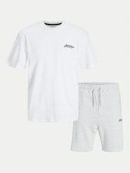 Jack&Jones Komplet t-shirt i szorty sportowe Beau 12277466 Biały Relaxed Fit. Białe krótkie spodenki sportowe Jack&Jones, l, bez wzorów, z bawełny. Za 99.99 zł.