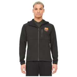 Kurtka softshellowa outdoor męska Barcelona. Czarne kurtki FC Barcelona, l, bez wzorów, bez kaptura. W wyprzedaży za 356.41 zł.