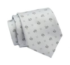 Klasyczny Krawat, Szary w Paisley, Łezki, Męski, 7cm -Angelo di Monti. Szare krawaty i muchy Angelo di Monti, bez wzorów, z tkaniny. Za 45.00 zł.