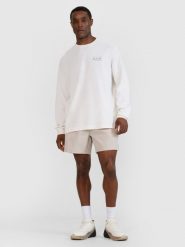4F Spodenki casual męskie - beżowe S. Brązowe krótkie spodenki sportowe 4F, l, bez wzorów, z dresówki. Za 129.99 zł.