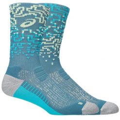 Skarpetki sportowe dla dorosłych Performance Run Sock Crew. Niebieskie skarpetki sportowe ASICS, bez wzorów, z elastanu. Za 79.99 zł.