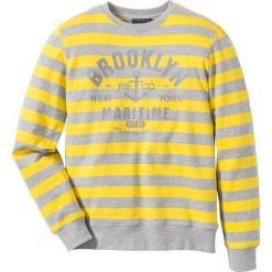 Bluza dresowa Slim Fit bonprix jasnoszary melanż - żółty w paski. Szare bluzy marki bonprix, melanż, z dresówki. Za 49.99 zł.