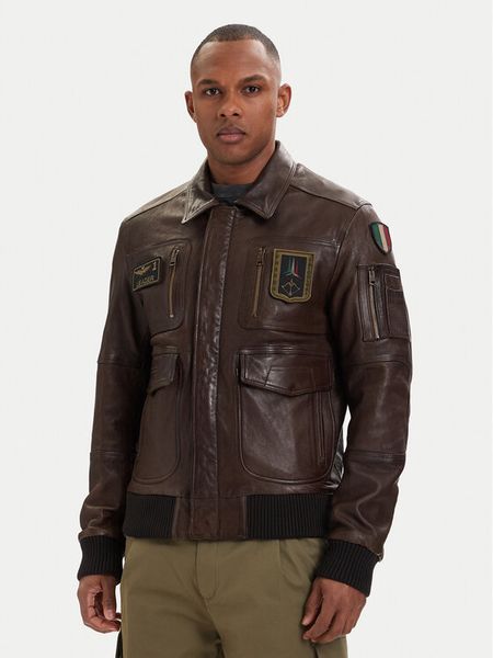 Aeronautica Militare Kurtka skórzana 261PN5058U100839 Brązowy Regular Fit. Brązowe kurtki Aeronautica Militare, m, bez wzorów, ze skóry, bez kaptura. Za 2,848.99 zł.