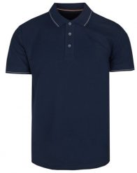 Klasyczna, Męska Koszulka Polo - Adriano Guinari - Granatowa. Niebieskie koszulki polo Adriano Guinari, l, bez wzorów, z bawełny, bez kołnierzyka, bez ramiączek. Za 125.00 zł.