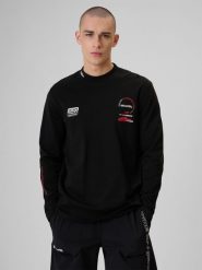 4F Longsleeve relaxed z nadrukiem męski - czarny M. Czarne bluzki z długim rękawem 4F, m, bez wzorów, z bawełny, bez kołnierzyka, bez ramiączek. Za 129.99 zł.