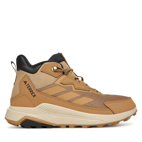 Trekkingi adidas. Brązowe botki sznurowane Adidas, bez wzorów, bez zapięcia. Za 359.99 zł.