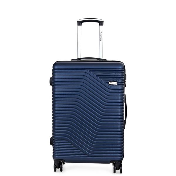 Walizka na kółkach Sapphire ST-140 granatowa - średnia M DUO. Niebieskie walizki Sapphire, bez wzorów, z gumy, średnie. W wyprzedaży za 114.00 zł.