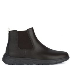 Sztyblety Geox. Brązowe sztyblety Geox, bez wzorów, bez obcasa, bez zapięcia. Za 519.99 zł.