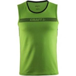 Męska sportowa koszulka bez rękawów Craft Pulse Jersey Shout Green. Czarne t-shirty sportowe Craft, bez wzorów, z jersey, bez ramiączek, rowerowe. Za 73.68 zł.