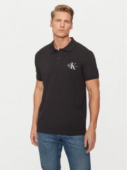 Calvin Klein Jeans Polo Monologo J30J325664 Czarny Regular Fit. Czarne koszulki polo Calvin Klein Jeans, l, bez wzorów, z bawełny, bez kołnierzyka, bez ramiączek. Za 209.99 zł.