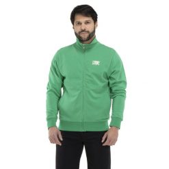 Bluza z zamek błyskawiczny na siłownia na czas wolny. Zielone bluzy LEONE 1947 APPAREL, bez wzorów, z bawełny, bez kaptura. W wyprzedaży za 149.08 zł.