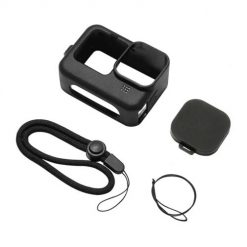 Etui Puluz silikonowe do GoPro HERO12 HERO11 HERO10 HERO9 Black z osłoną obiektywu i paskiem (czarne). Czarne zegarki sportowe PULUZ. Za 25.00 zł.