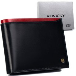 Portfel skórzany ROVICKY N992-RVT czarny. Czarne portfele ROVICKY, bez wzorów. Za 81.99 zł.