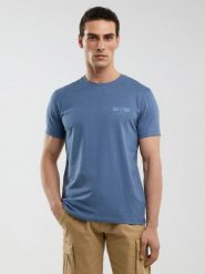 Koszulka męska z krótkim rękawem z logo BIG STAR niebieska Brunomi 402. Niebieskie t-shirty BIG STAR, l, bez wzorów, z materiału, bez kołnierzyka, bez ramiączek. Za 99.99 zł.