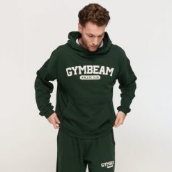 Bluza męska fitness z kapturem zielona Varsity. Zielone bluzy z kapturem GYMBEAM, m, bez wzorów, z bawełny, z kapturem. Za 139.90 zł.