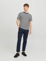Jack & Jones Spodnie chino "Marco" w kolorze granatowym rozmiar: W40/L32. Niebieskie eleganckie spodnie Jack & Jones, l, ze skóry. Za 136.45 zł.