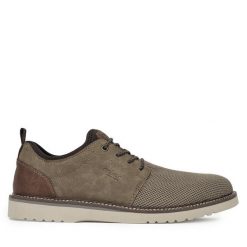 Półbuty Rieker. Brązowe eleganckie półbuty Rieker, bez wzorów, bez obcasa, bez zapięcia. Za 379.99 zł.