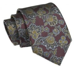 Krawat Klasyczny, Ciemny Bordowy, Wzór w Kwiatki, Męski, Szeroki 8 cm, Elegancki -CHATTIER. Czerwone krawaty i muchy Chattier, bez wzorów, z poliesteru. Za 49.00 zł.