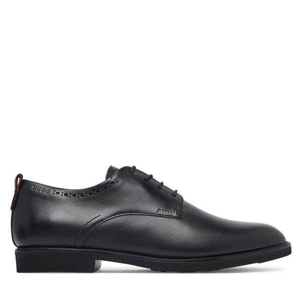 Półbuty HUGO. Czarne eleganckie półbuty Hugo, bez wzorów, bez obcasa, bez zapięcia. Za 794.99 zł.