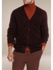 Perfect Cashmere Kaszmirowy kardigan "Errol" w kolorze brązowym rozmiar: XXL. Brązowe swetry rozpinane Perfect Cashmere, xxl, bez wzorów, z kaszmiru, bez kołnierzyka, bez ramiączek. Za 413.99 zł.