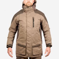 Kurtka Solognac 520 Warm wodoodporna. Brązowe kurtki SOLOGNAC, xl, bez wzorów, z tkaniny, bez kaptura. W wyprzedaży za 399.99 zł.