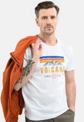 T-shirt z printem T-ADVE. T-shirty Volcano, m, bez wzorów, z bawełny, bez kołnierzyka, bez ramiączek. Za 59.99 zł.