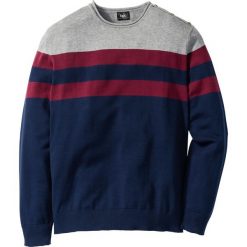 Sweter Regular Fit bonprix szary melanż - jeżynowy w paski. Swetry nierozpinane marki bonprix. Za 59.99 zł.