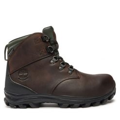 Trzewiki Timberland. Brązowe botki sznurowane Timberland, bez wzorów, bez obcasa, bez zapięcia. Za 749.99 zł.