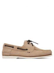 Tommy Hilfiger Półbuty FM0FM05387 Beżowy. Brązowe eleganckie półbuty Tommy Hilfiger, bez wzorów, ze skóry, bez obcasa, bez zapięcia. Za 489.99 zł.