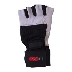 Skórzane Rękawiczki Bez Palców Dla Dorosłych Unisex Gym Pro. Białe rękawiczki PROFIT, bez wzorów, z materiału. Za 80.99 zł.