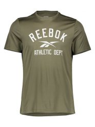 Reebok Koszulka sportowa "Poly" w kolorze khaki rozmiar: L. Brązowe t-shirty sportowe Reebok, bez wzorów, z materiału, bez ramiączek, outdoorowe. Za 48.62 zł.