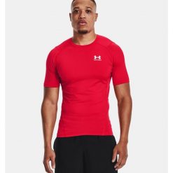 Koszulka termoaktywna męska UNDER ARMOUR HeatGea® Short Sleeve. Czerwone bielizna termoaktywna Under Armour, m, bez wzorów, bez ramiączek. Za 114.99 zł.