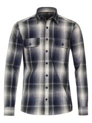 CASAMODA Koszula - Casual fit - w kolorze granatowo-kremowym rozmiar: L. Brązowe koszule CASAMODA, l, bez wzorów, z bawełny, bez kołnierzyka, bez ramiączek. Za 60.88 zł.