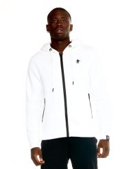 Męska bluza Leone z pełnym zamkiem Soft Basic. Białe bluzy z kapturem LEONE 1947 APPAREL, na zimę, l, bez wzorów, z bawełny, z kapturem. Za 210.46 zł.