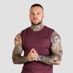 Podkoszulek męski fitness regular bakłażanowy TRN. Fioletowe podkoszulki GYMBEAM, m, bez wzorów, z bawełny, bez ramiączek. Za 68.90 zł.