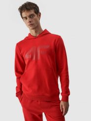 4F Bluza dresowa nierozpinana z kapturem męska - czerwona XL. Czerwone bluzy 4F, m, bez wzorów, z bawełny, z kapturem. W wyprzedaży za 89.99 zł.