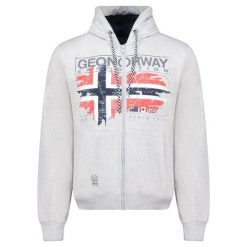 Bluza męska Geographical Norway GRUSTY Blended Grey, mieszana szarość. Czerwone bluzy z kapturem Geographical Norway, m, bez wzorów, z bawełny, z kapturem. Za 169.00 zł.