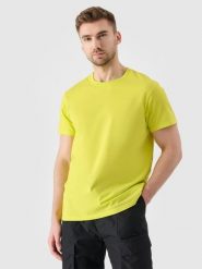 4F T-shirt regular z nadrukiem męski - zielony S. Zielone t-shirty 4F, m, bez wzorów, z bawełny, bez kołnierzyka, bez ramiączek. W wyprzedaży za 29.99 zł.
