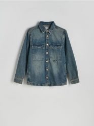 Jeansowa koszula regular fit - indigo jeans. Niebieskie koszule Reserved, l, bez wzorów, z denimu, bez kołnierzyka, bez ramiączek. W wyprzedaży za 79.99 zł.