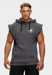 Huntley Bluza z kapturem bez rękawów - Dark Szary. Szare bluzy z kapturem GORILLA WEAR, m, bez wzorów, z bawełny, z kapturem. Za 305.00 zł.
