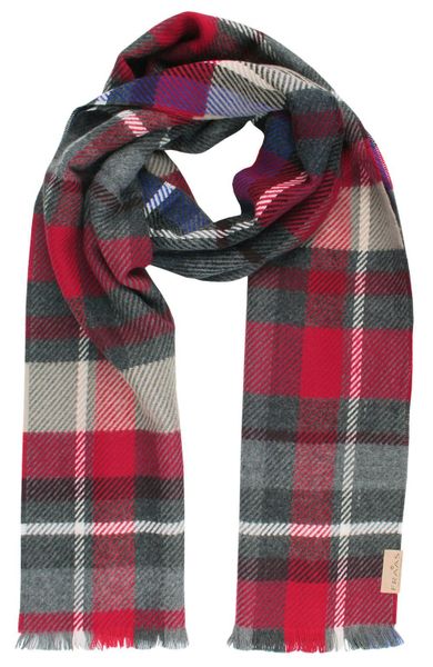 Szalik Męski - V. Fraas - Cashmink - Krata, Czerwień i Popiel. Czerwone szaliki V. Fraas, bez wzorów, z materiału. Za 79.00 zł.